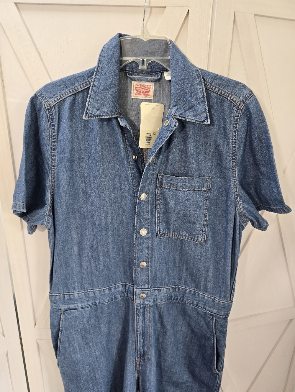 Levi's Women's Blue Denim Standard Fit One-Piece Short-Sleeve Coveralls (NWT) - Picture 5 of 14